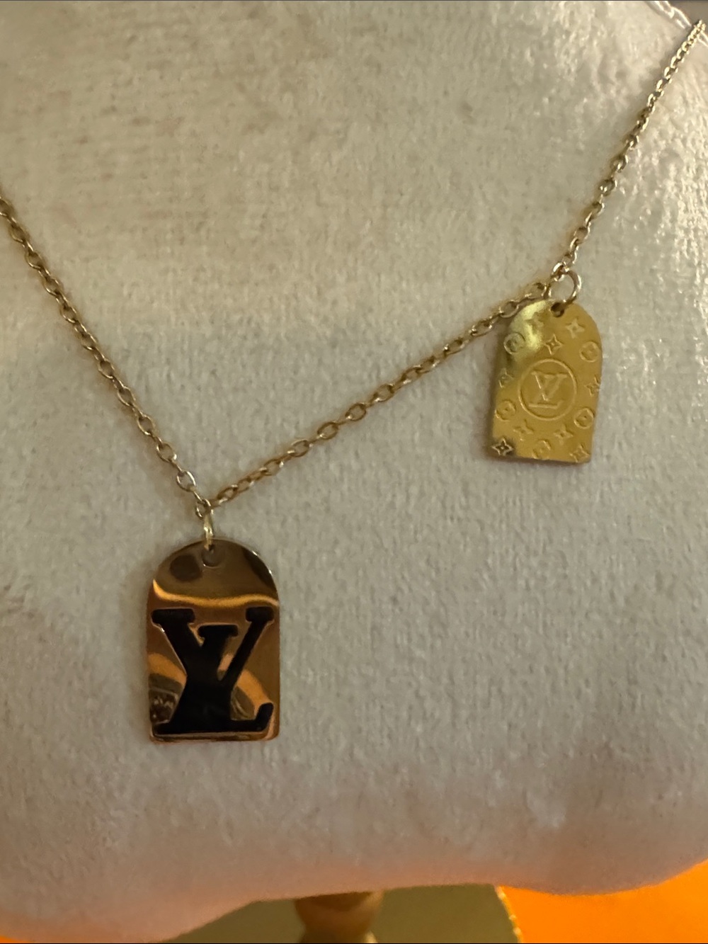 Fashion jewelry Gold Two-Tag LV Pendant Necklace